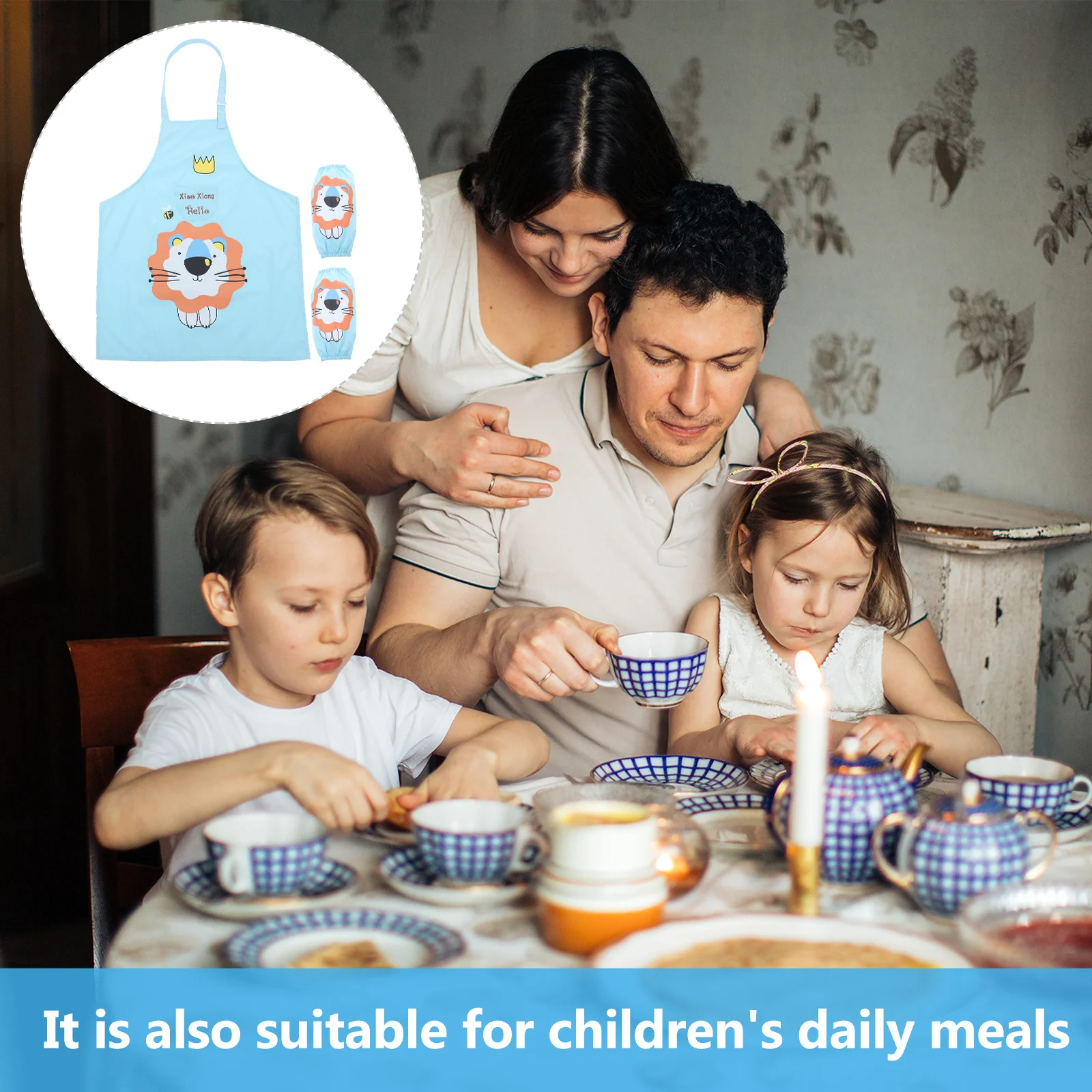 

Kids Apron Set for Painting Baking Crafts Waterproof Polyester Smock with Arm Cuffs