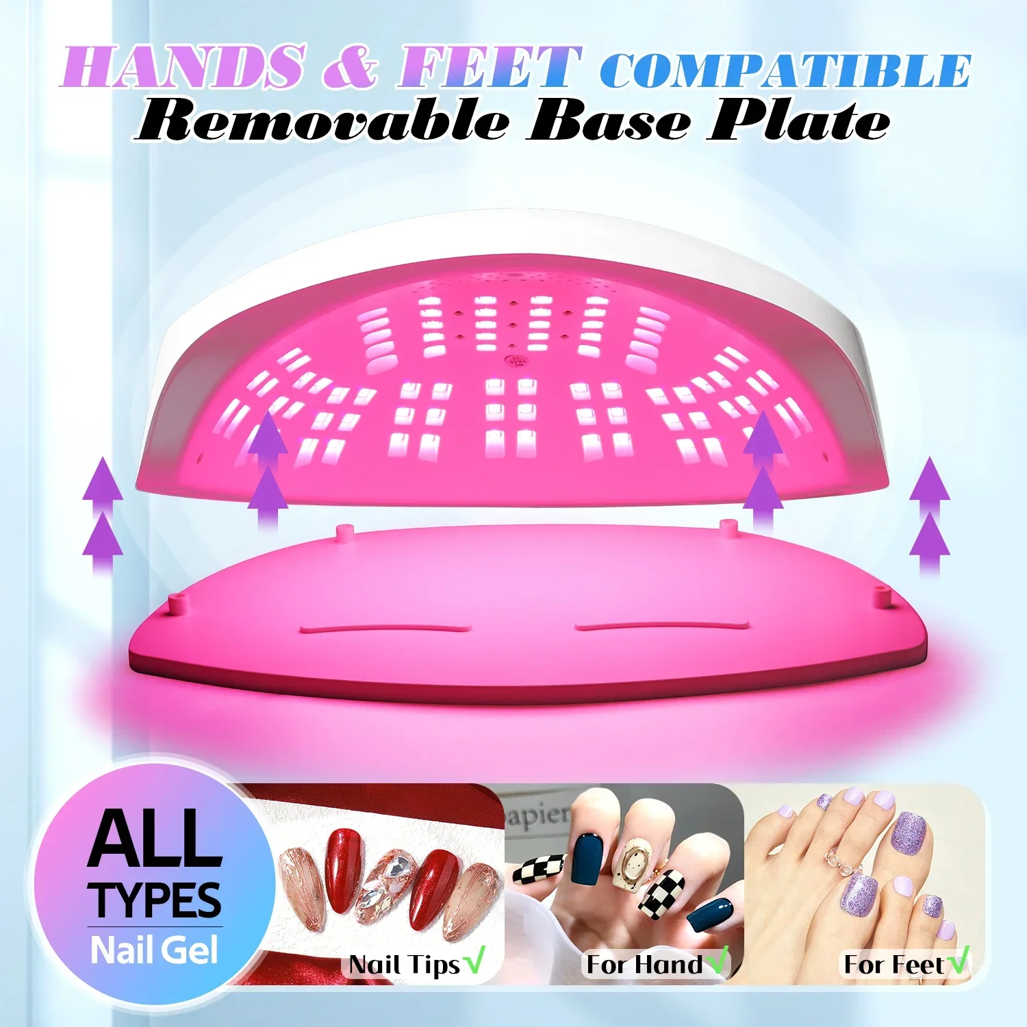 Lampada per asciugare le unghie a LED UV Lampada per unghie da 380 W 84 LED Essiccatore per smalto gel Lampada per manicure professionale con strumenti per manicure con sensore intelligente