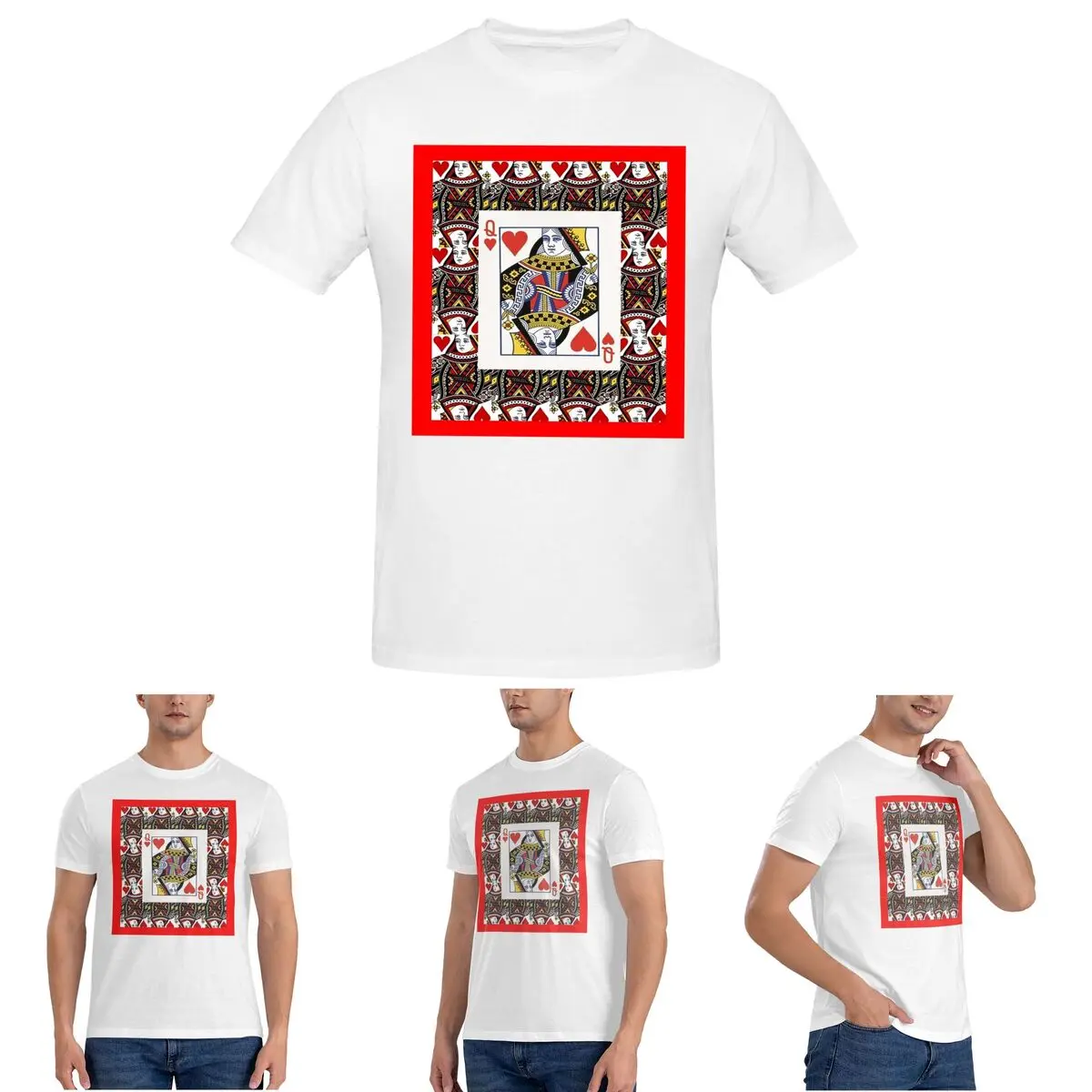 

Casino Nights Red Queen Of Hearts T-Shirt for Men Cotton Oversized T Shirts Men's Tees Short O-Neck Summer Clothes Tops S-6XL