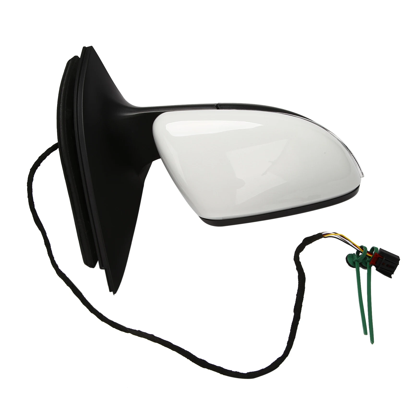 Conjunto de espelho retrovisor da porta lateral direita RH 6 fios para Golf MK6 2009-2012 com ajuste elétrico/aquecimento branco