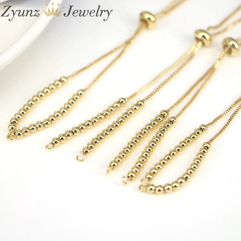 20pcs, Shiny Gold Adjustable Bracelet Chain, Half Finished Bracelet Gold Bead Chain Bracelet, Gold Plated Bracelet Findings