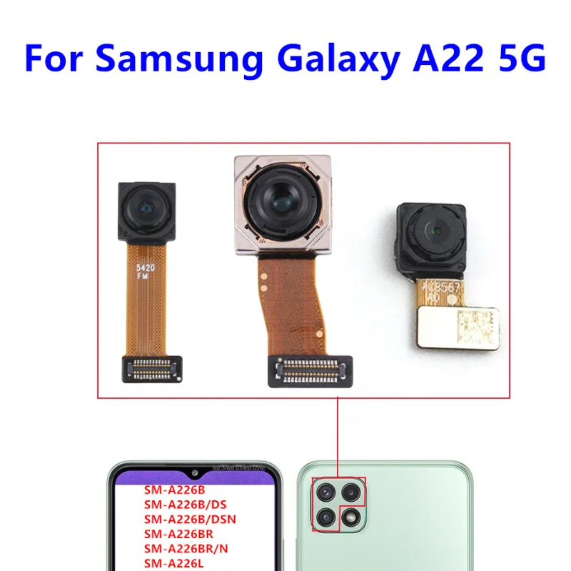 Rear Front Camera For Samsung Galaxy A22 4G 5G Frontal Backside Selfie Back Camera Module Flex Replacement Spare Parts