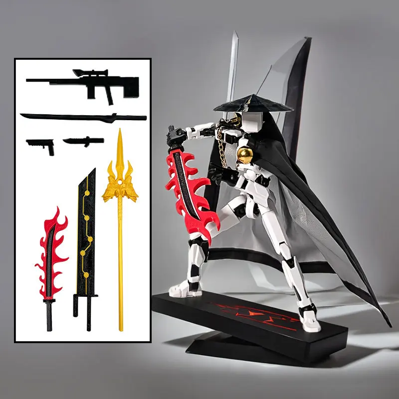 Jianghu chevalerie soldat 13 figurines d'action 3D imprimé multi-articulé mobile chanceux 13 figurine factice bricolage assemblage enfants jouet