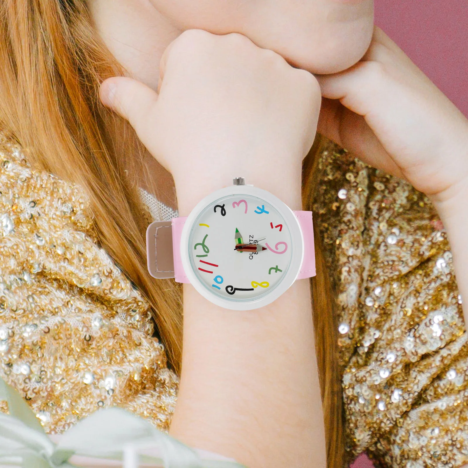 1 قطعة ساعة معصم نمط الرسوم المتحركة حزام ممتاز ساعة متينة جميلة امتحان الطالب Timekeeper