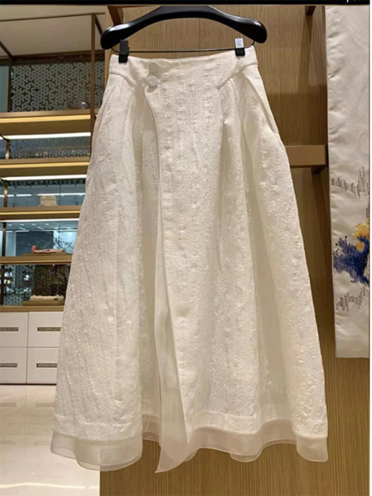 

Белая хлопково-льняная юбка-миди трапециевидной формы, женская облегающая юбка с высокой талией, летняя дизайнерская юбка Sensation ature Faion Commute Sle