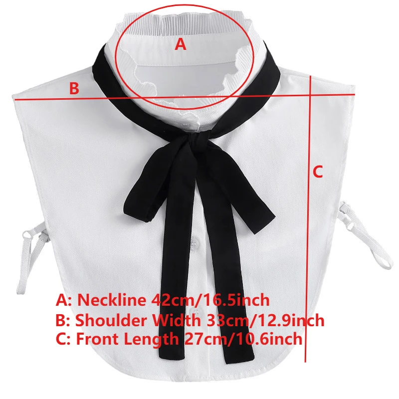 여성용 한국 스타일 셔츠 가짜 칼라 리본 타이 페이크 칼라 반셔츠 블라우스 가짜 칼라 스웨터 셔츠 탈부착 가능한 칼라
