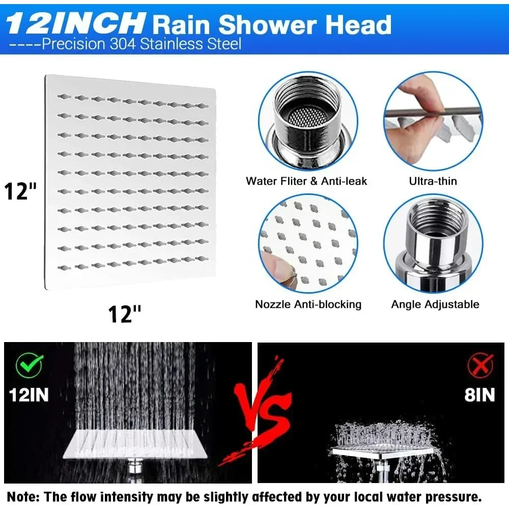 Rain Shower Head with Handheld Spray Combo, 10 Settings Built-in 2 Power Wash, Dual Filter for Hard Water Rainfall Showerhead