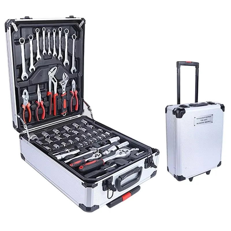 OEM Hand Tool Combination Set Chrome Vanadium Steel Ratchet Wrench Socket Set with Hard Case for Car Repair view 2