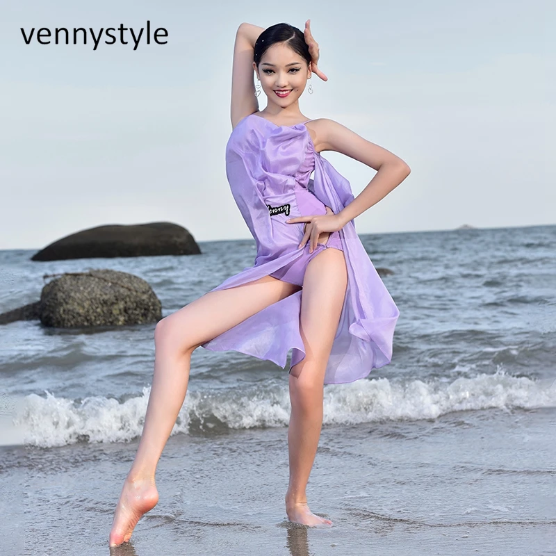 Venny Latin Dance Performance Vestido para Meninas, Rumba Samba Traje, Praticar Roupas, Vestido de Competição
