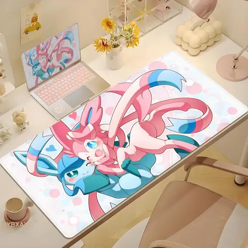 Alfombrilla para ratón E-Eevee P-Pokemon, alfombrilla de escritorio con almohadilla, accesorios para juegos, Prime Gaming XXL, 1 ud.
