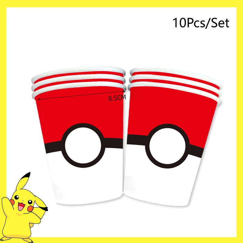 Pokemon Verjaardagsfeestje Decoratie Pikachu Wegwerp Servies Cup Servet Plaat Tafelkleed Baby Douche Cake Topper Vlag Ballonnen
