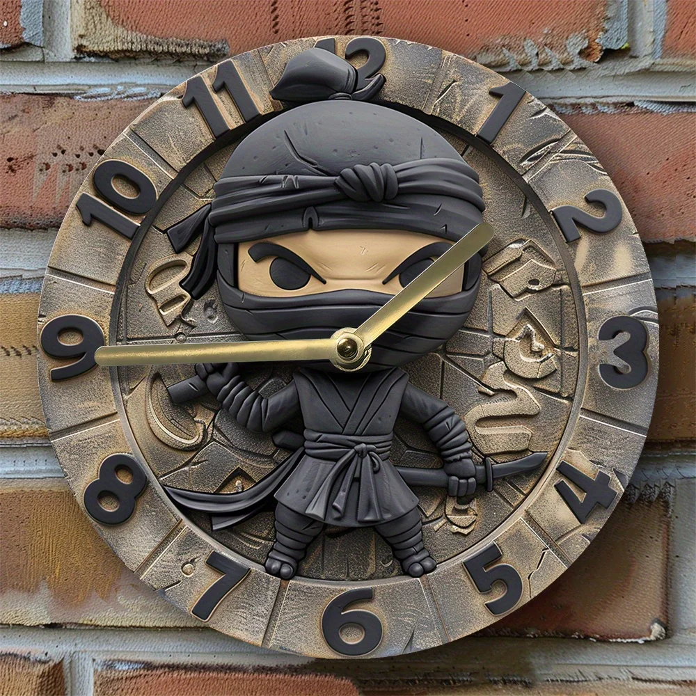 Silent Aluminum Wall Clock with Ninja Design - Diy, Spring-Loaded, Perfect for Office Decor & Gifts Wall Clock Modern Design