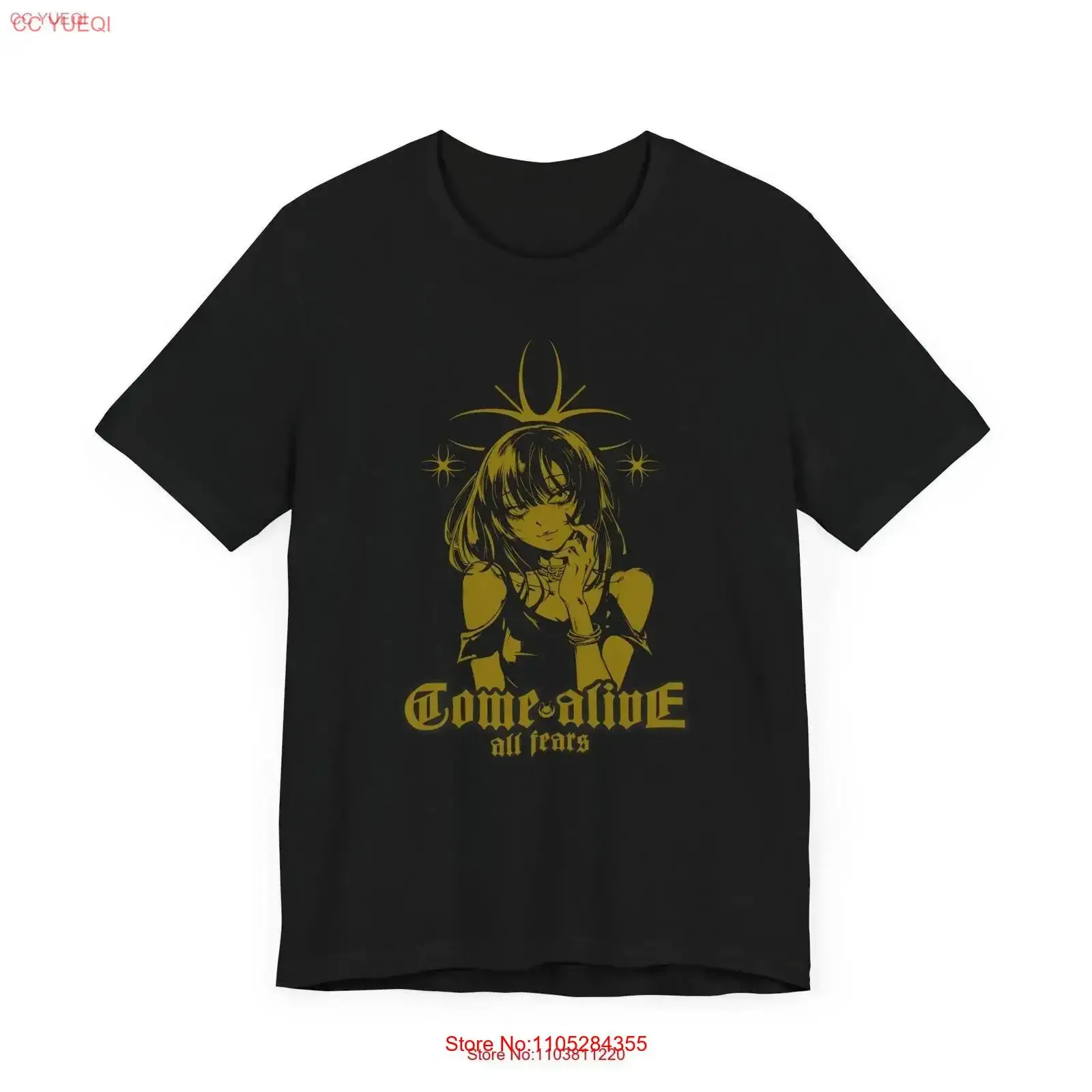 T-shirt All My Fears Come Alive, fille gothique anime, esthétique sombre, mignon effrayant, mode alternative emo, pour les amateurs de goth, vintage unique