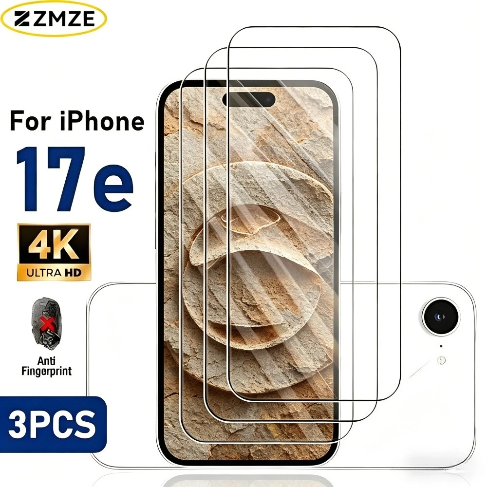 

3Pcs Ultra Clear Screen Protector for iPhone 17e 15 16 17 Pro Max 16e Air Tempered Glass for iPhone 16 15 Plus 14 13 12 11 Pro