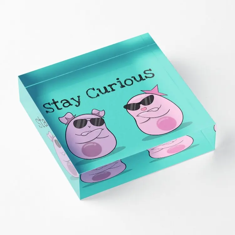 Stay Curious With The Amoeba Sisters  Acrylic Block Clear Transparent Print Wedding Stamping Cute Family Funny Decoration Home