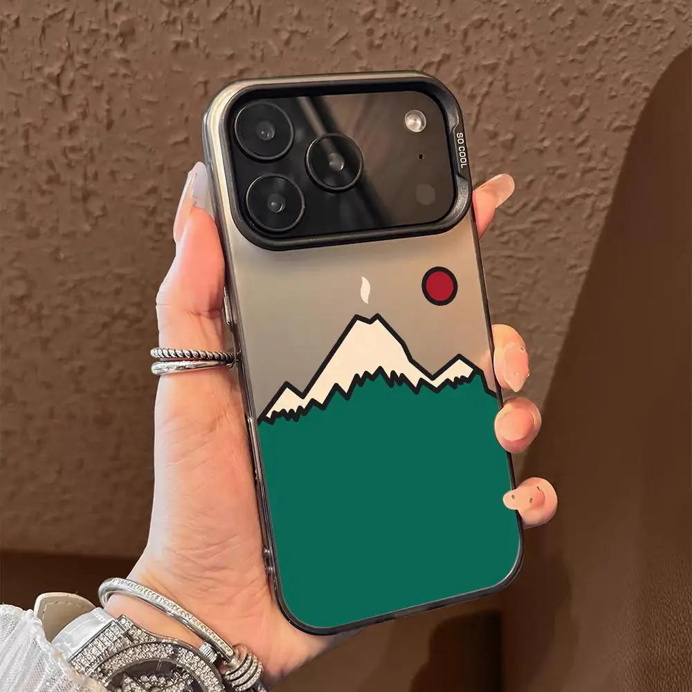 أنيمي نمط جبل حالة الهاتف آيفون 17 16 15 14 13 12 11 برو ماكس أسود أرجواني ماتي الليزر لامع أورورا فوندا #2