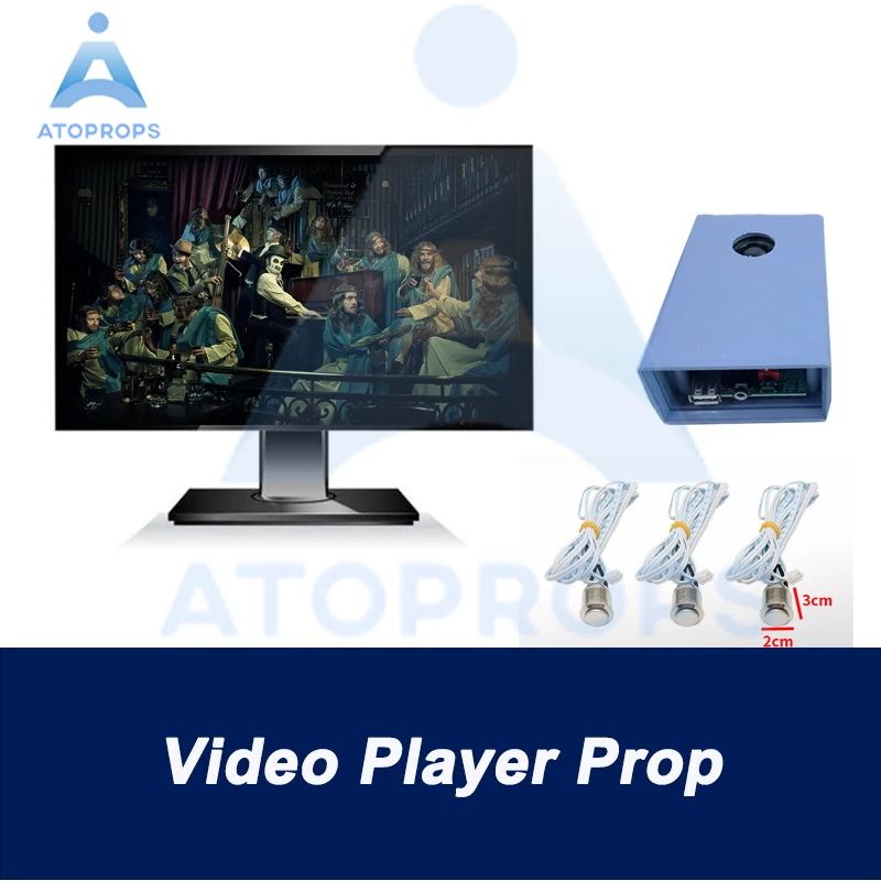 Video Player Prop Escape Room Press Metal Button to Trigger the Video Play Chamber Game Prop ATOPROPS