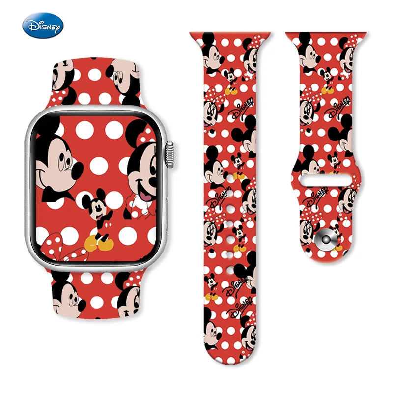 Disney Mickey Minnie Mouse Strap for Apple Watch Band 45mm 44mm 42mm 41mm 49mm Cartoon WatchBand for Iwatch Series Ultra 2 9 7