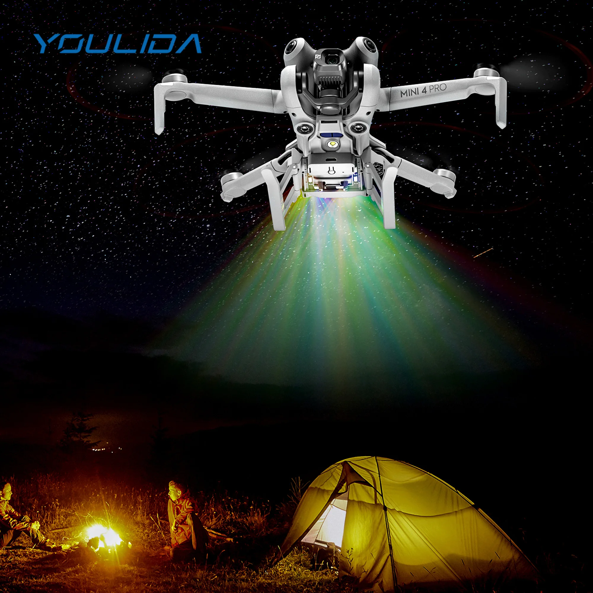 For DJI Mini 4 Pro Landing Gear with LED Light Foldable Extended Legs Protector Rechargeable Landing Skid Drone Accessories