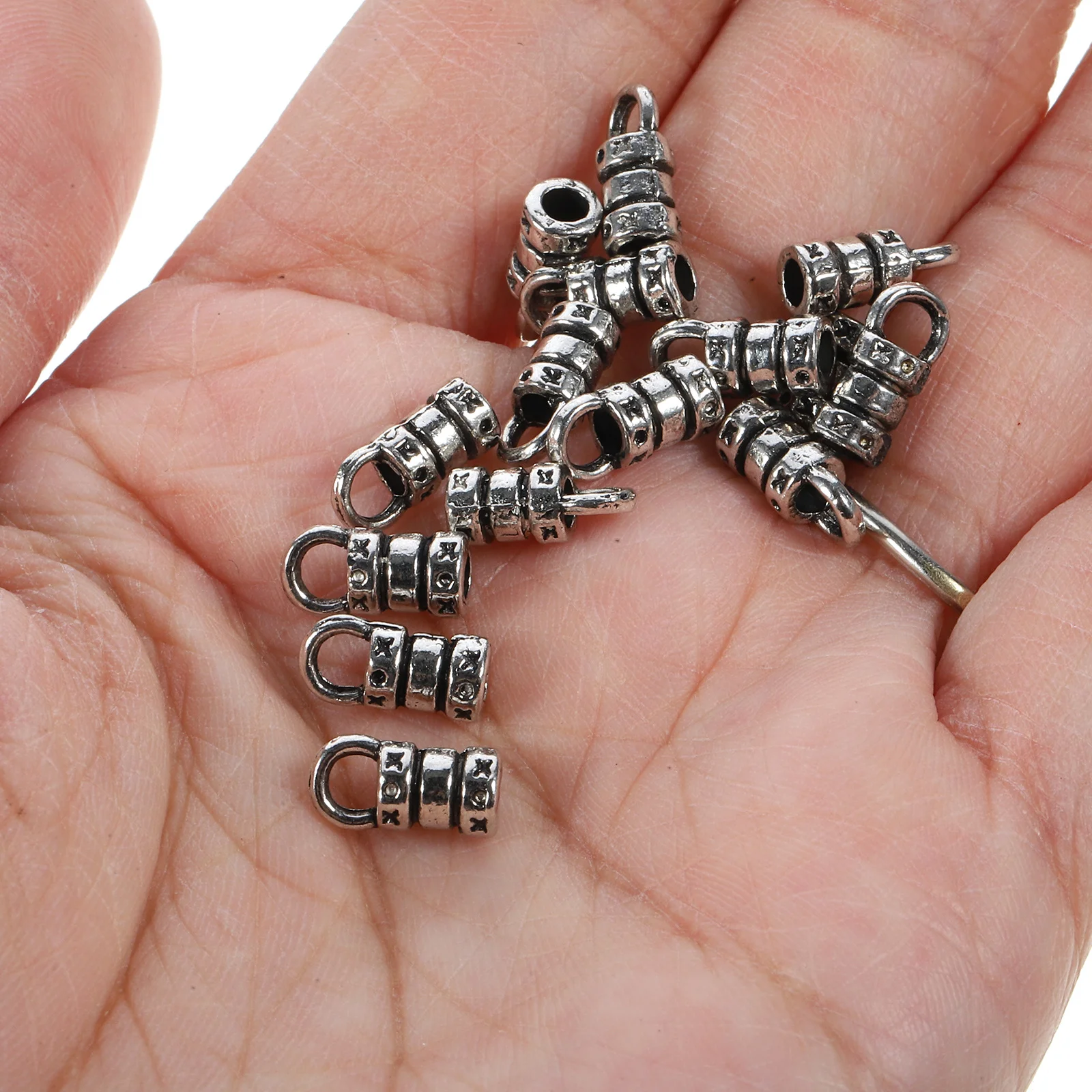 100개 레트로 버킷 펜던트 클라스프 합금 DIY 커넥터, 쥬얼리 제작용 팔찌 스트랩 버클, 공예 랜야드 장식