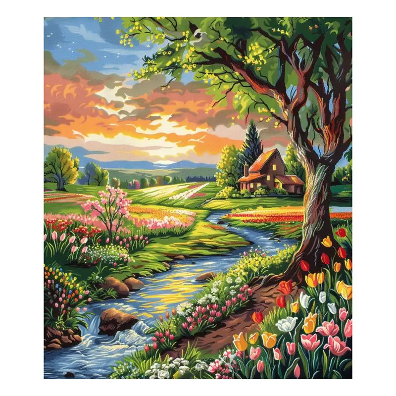 GATYZTORY Painting By Numbers Adults River Scenery Handmade Picture Paint On Canvas Coloring On Numbers Home Decors Gift Diy Set