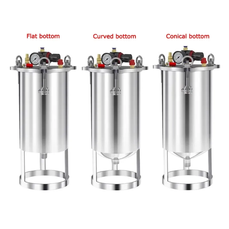 1L Stainless Steel Pressure Tank Flat Curved Conical Bottom Pneumatic Automatic Glue Dispensing Barrel