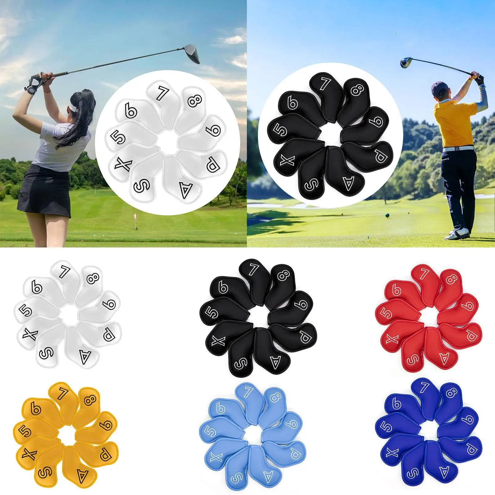 

9Pcs Golf Club Headcovers Premium Scratchproof Fashion Lightweight Protector