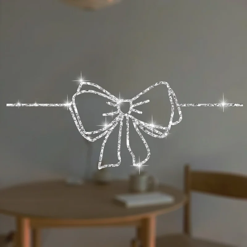 Removable Vinyl Wall Decal Shiny Bow Sticker, Art Decals for Bedroom and Living Room Decor,  Washing Machine, Mirror Decoration