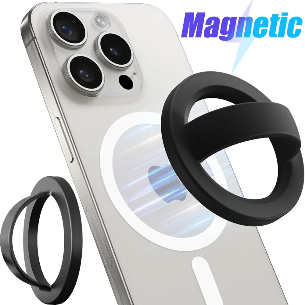 

Universal Magnetic Silicone Finger Ring Grip Cellphone Holders Portable 360 Rotatable Magnetic Phone Grip Stand for IPhone 16Pro