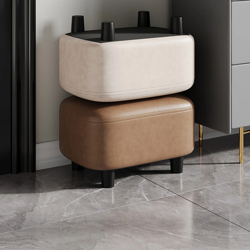 Living Room Leather Stools Makeup Modern Small Grey Stools Nordic Kids Square Sillas Para Sala De Estar Living Room Furniture