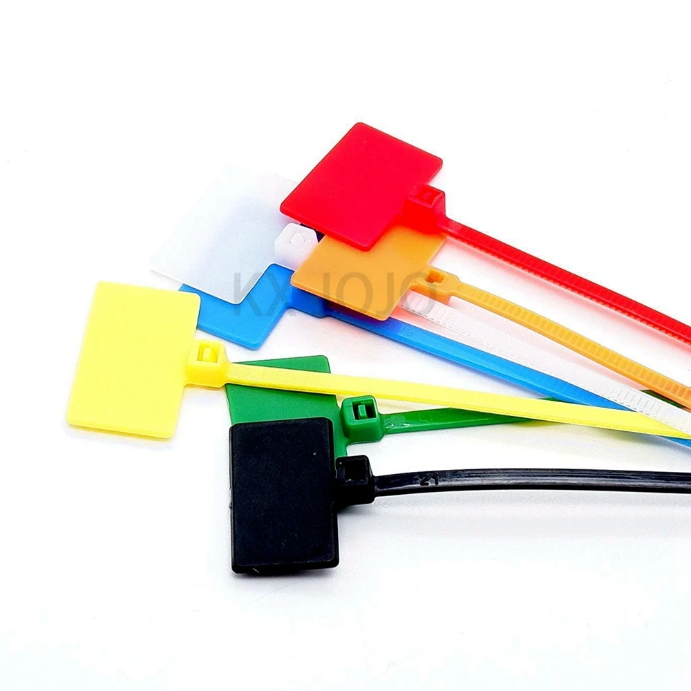 

100pcs Label Cable Ties Marker Tie Classification Arrange Red/Yellow/Orange/Blue/Green/Black/White 3*100mm/4*150mm/4*200 mm