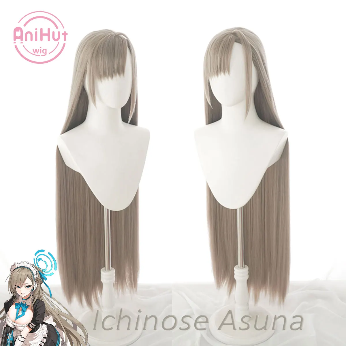 【AniHut】Ichinose Asuna Brown 100cm Cosplay Wig Blue Archive Straight Heat Resistant Synthetic Hair Ichinose Asuna cosplay