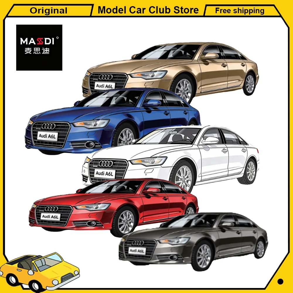 

MASDI Audi A6L C7 Белый Красный Черный Rexy Roxy Коллекционная модель автомобиля из сплава, миниатюрная литая игрушка, подарок, украшение для рабочего стола