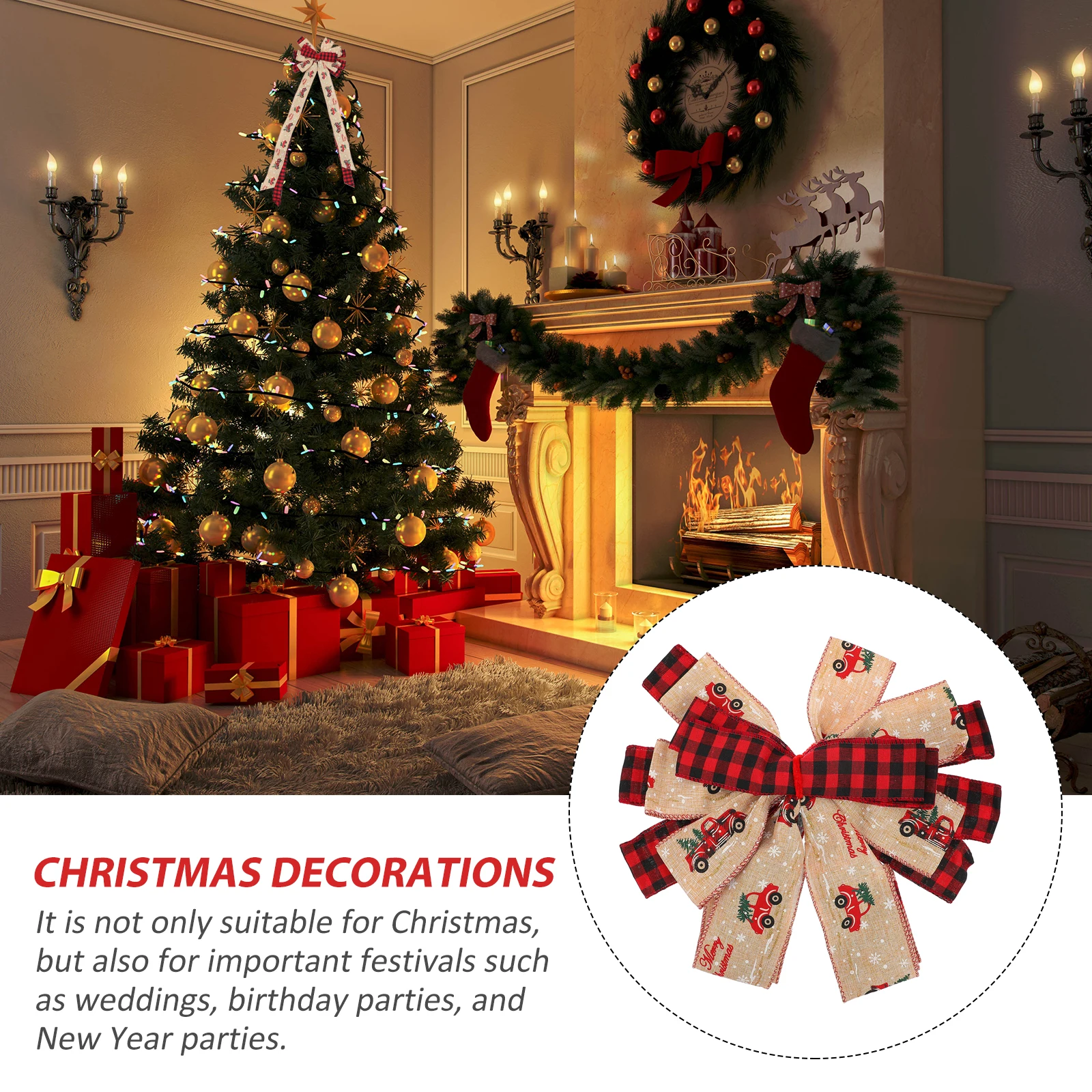 

Bow Decoration Colorful Large Cloth Bows Christmas Tree Tops Festive Xmas Party nament Pendant Holiday Wedding New Year DIY