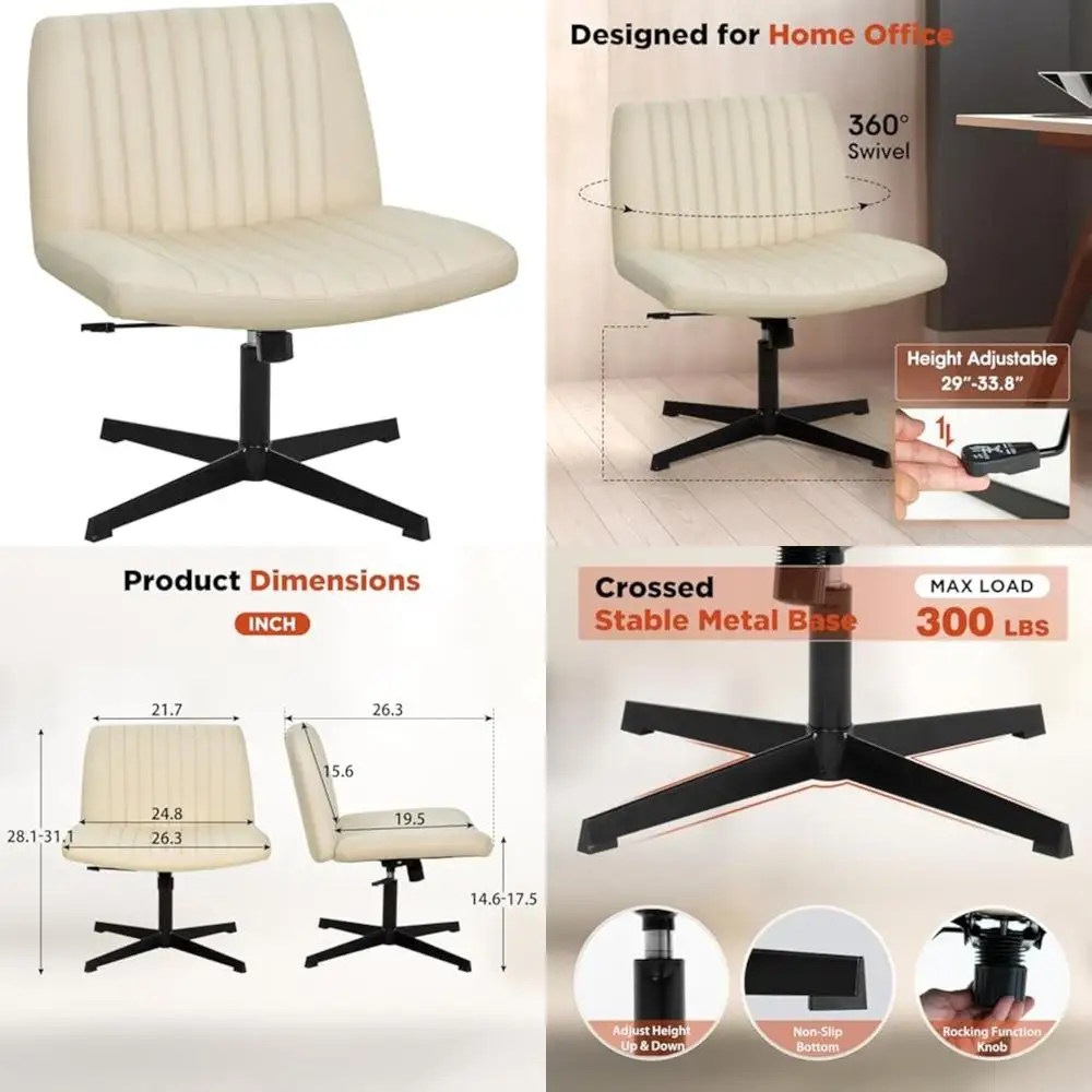 

Affordable Criss Cross Office Chair, Armless and Legless Design, Spacious Comfort Desk Chair, Modern Adjustable Height, Small Si