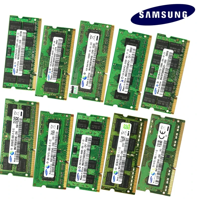 SAMSUNG Memoria Laptop DDR4 DDR3 DDR2 SODIMM RAM 16GB 8GB 4GB 2GB 2400 1600 1333 800 667MHz Alto Rendimiento Notebook SODIMM RAM 6