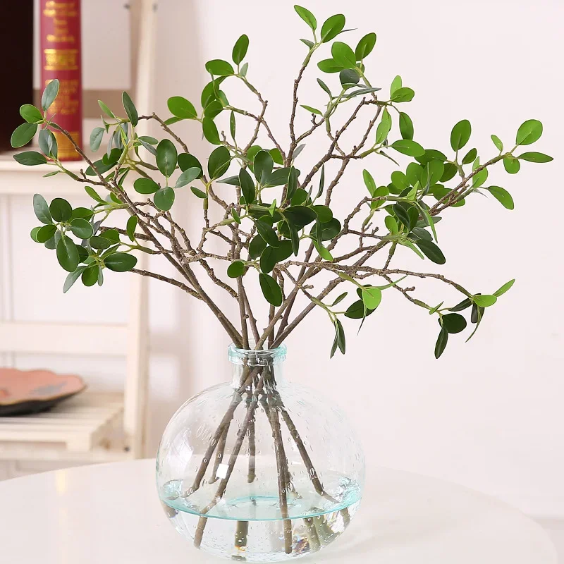 46cm Artificial Plant Mini Milan Leaves Money Leaf Wedding Home Decoration Eucalyptus Leaf Fake Flower Fake Leaf Green Plant