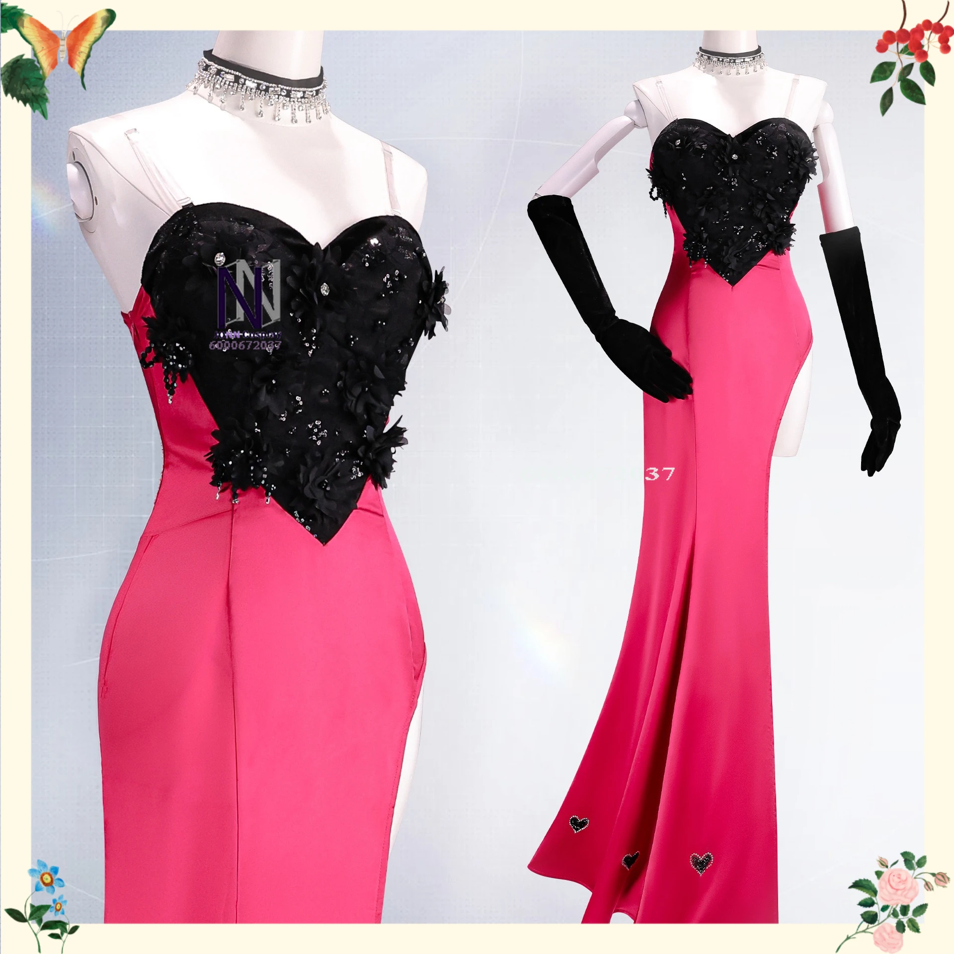 

Popular Movie/TV Cosplay Anthony Costume Anime Angel Dust Role Playing Rose Pink Dress Outfit for Women Adult Comic Con Party