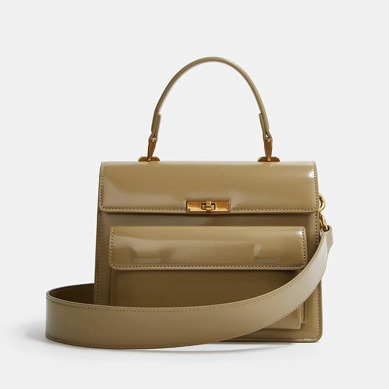 26SS Hot Sale Shiny Patent Leather Women Shoulder Crossbody Bag Female Commute Handbags High Quality Ladies Small Tote Bag