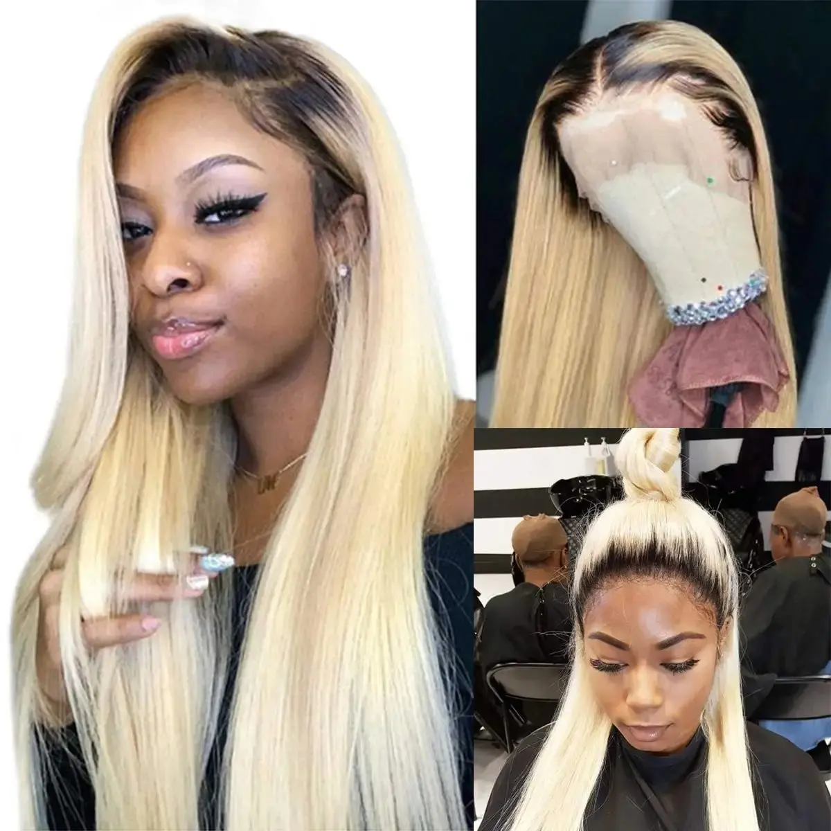 Rosabeauty 13x4 Blonde 613 HD Transparent Straight Lace Front Human Hair Wigs Glueless 13X6 Frontal Wig Preplucked 250% 40Inch