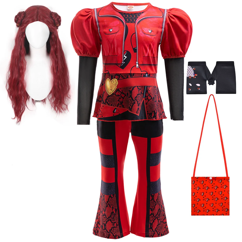 ハロウィン子孫映画コスプレ衣装子供のための映画上昇レッドクロエプリンセスドレス女の子ジャケットコートパンツ制服