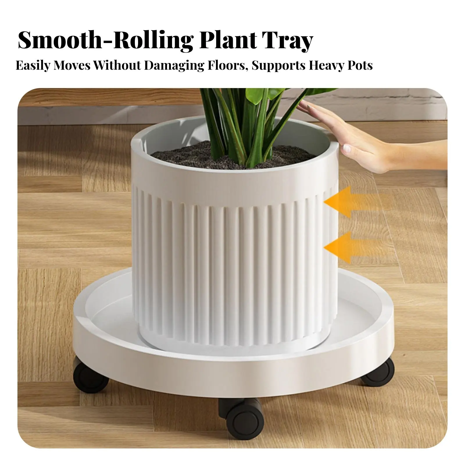 Rolling Planter Tray with Casters 360-Degree Rotateating Casters Wheeled Plant Tray Water-Collecting Design Indoor And