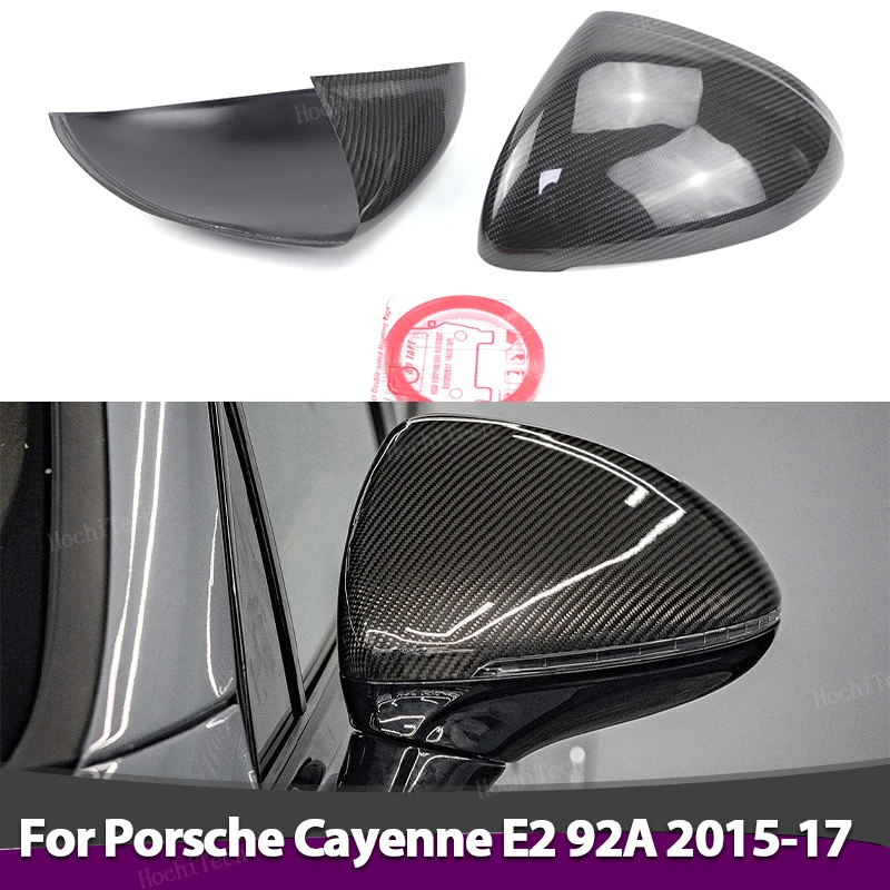 

Real Carbon Fiber Rearview Mirror cover Cap add-on sticker for Porsche Cayenne E2 92A 958.2 facelift 2015 2016 2017