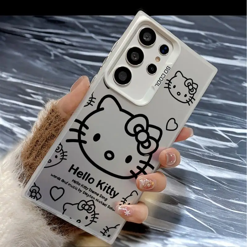 Hello Kitty Line Phone Case for GalaxyNote20 20Ultra S21 S23 S22 S20 S24 Plus S20 S23 S22 S21 S24 S23 Ultra S20 S23 S21 FE