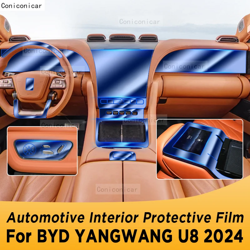 

For BYD YANGWANG U8 2024 Gearbox Panel Navigation Automotive Interior Screen TPU Protective Film Cover Anti-Scratch