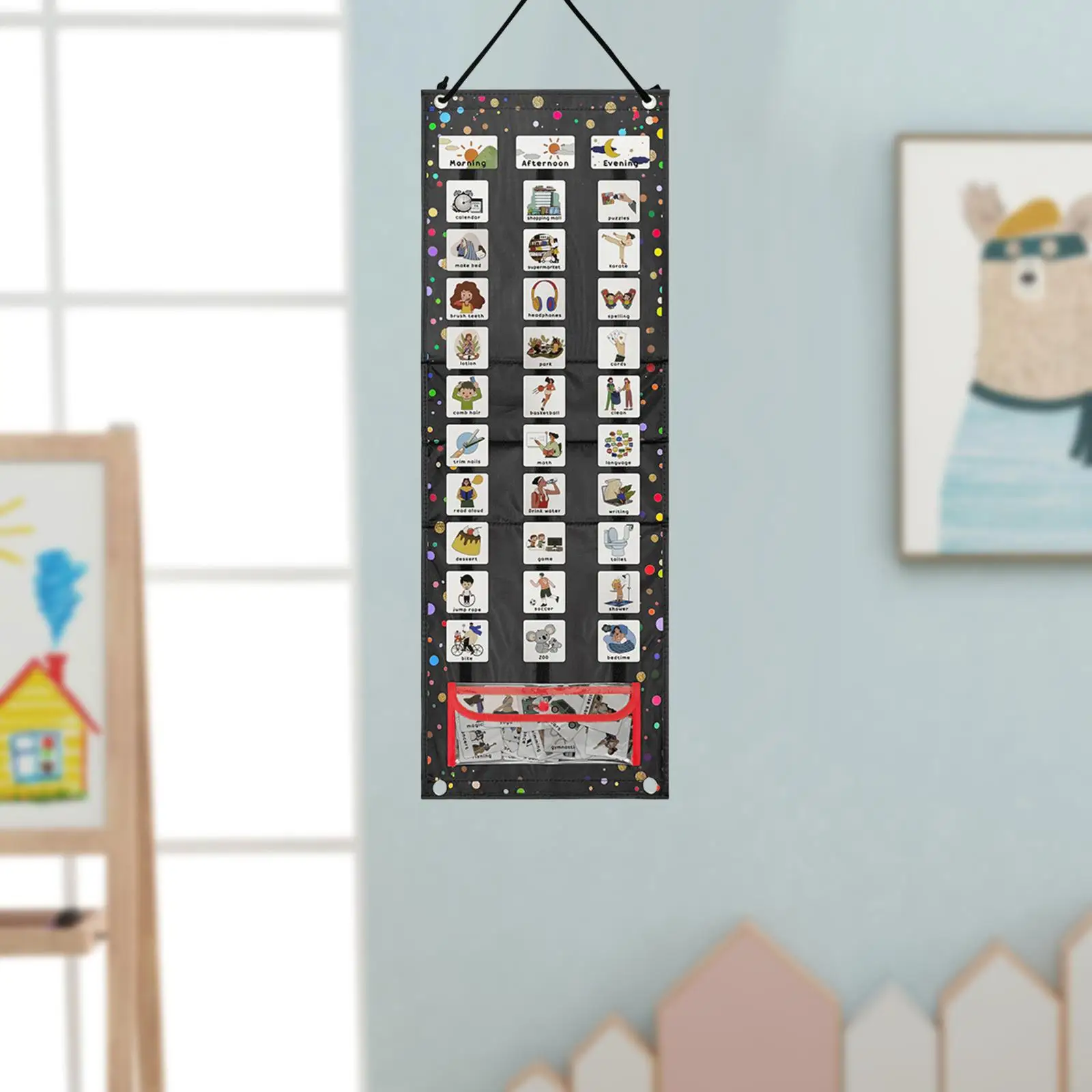 Visual Schedule for Kids Daily Task Scheduler Planning Calendar Communication Cards with 63 Cards Planning Board for Classroom