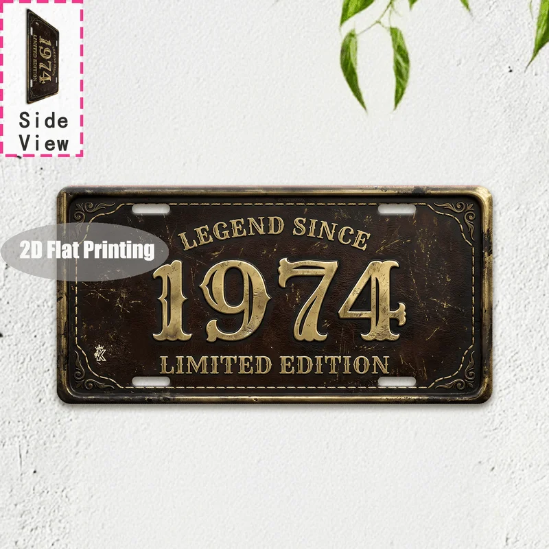 2D Flat, [2D Flat] 1pc, Retro '1974' Metal Aluminum Sign (11.8'x5.9'), Bar, Cafe, Living Room, Doorway, Hallway, Courtyard, Gard