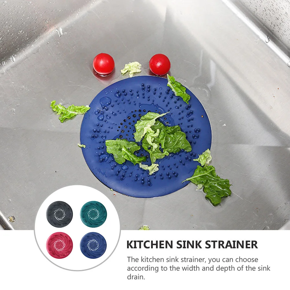 4Pcs Flexible Sink Strainer Silicone Drain Stopper Anti Clog Pinhole Design Stable in Water Flow Squish Drain Stopper