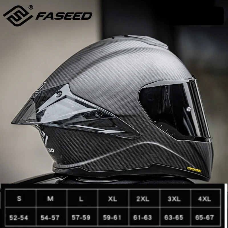 Italy Faseed Carbon Fibre Motorcycle Helmet ECE DOT Certification Full Face Double Lens Helmet Capacetes Men Cascos Para Moto