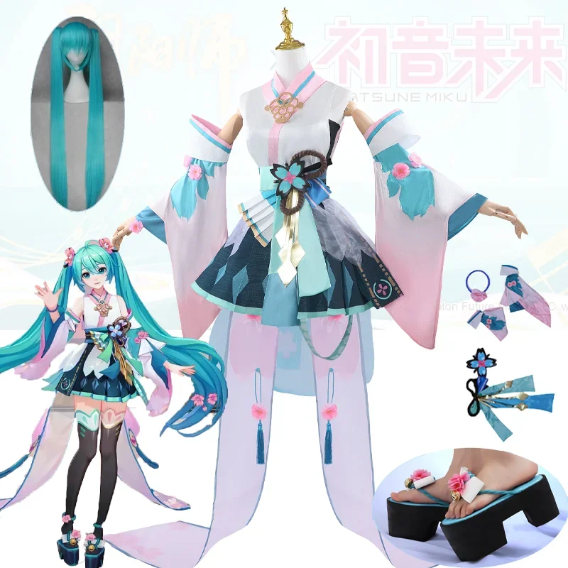 

Onmyoji Hatsune Miku Cosplay Costume Wig Shoes Full Set Party Dresses Uniform Suit Halloween Carnival Role Play Suit for Girls